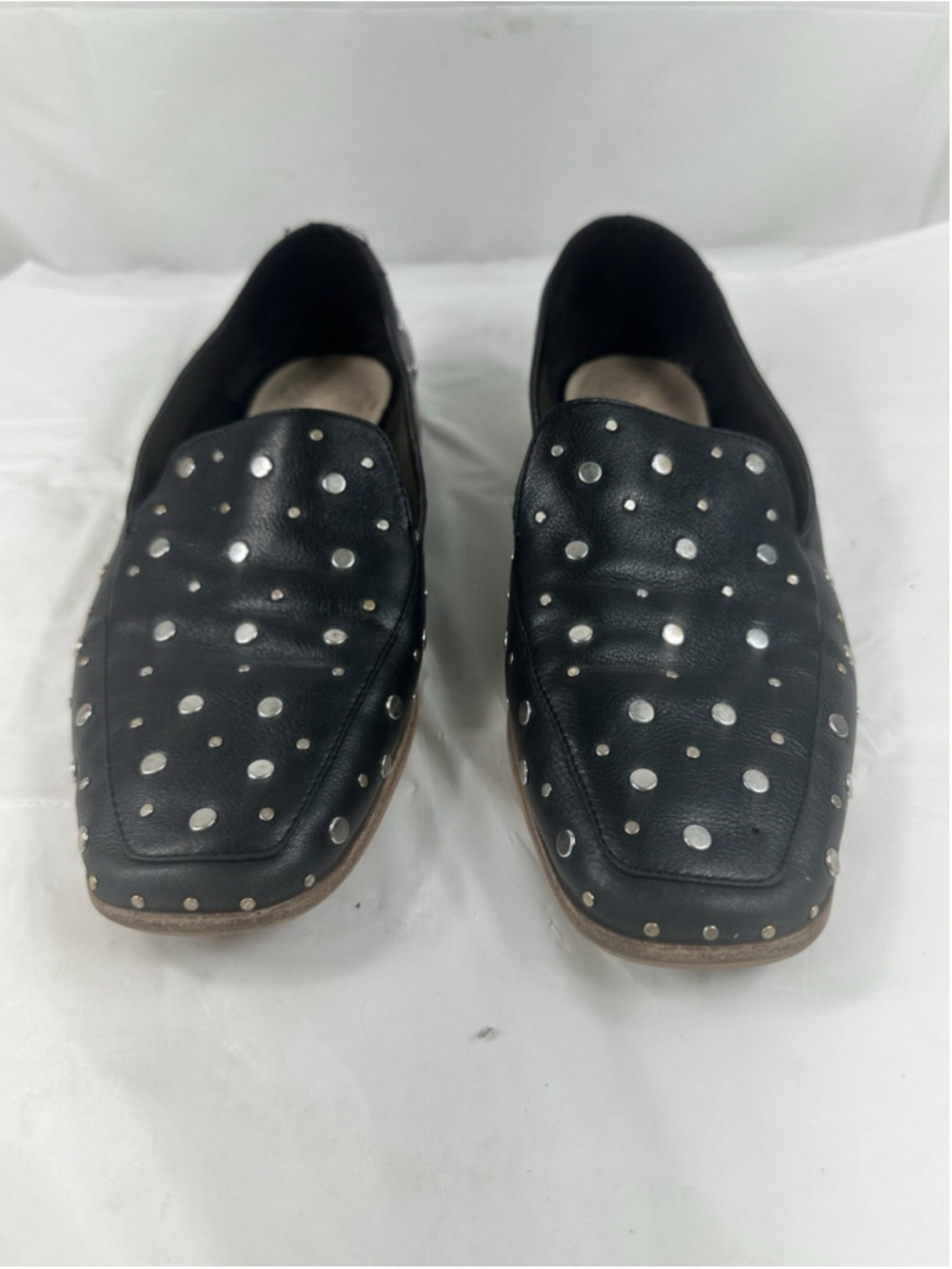 Vince Camuto Brytin Black Studded Loafers Leather Size 7.5